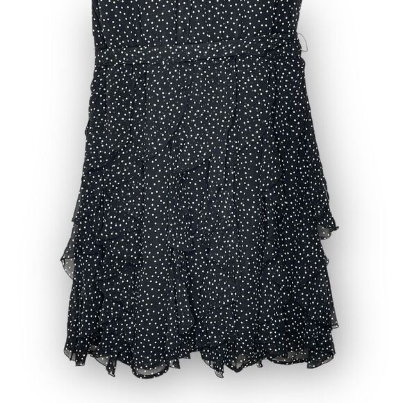 LC Lauren Conrad Dress Black White Polka Dot Ruffle Flutter Women’s Size 8 Small - Picture 6 of 12